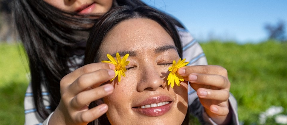 Mom and daughter playing