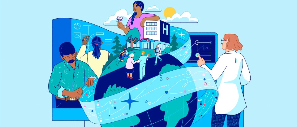 llustration showing healthcare professionals