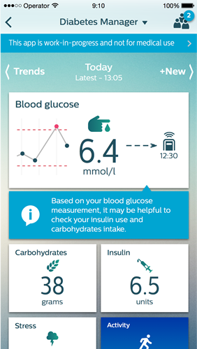 Philips diabetes app Diabetes manager Message