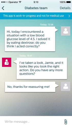 Philips diabetes app Private chat