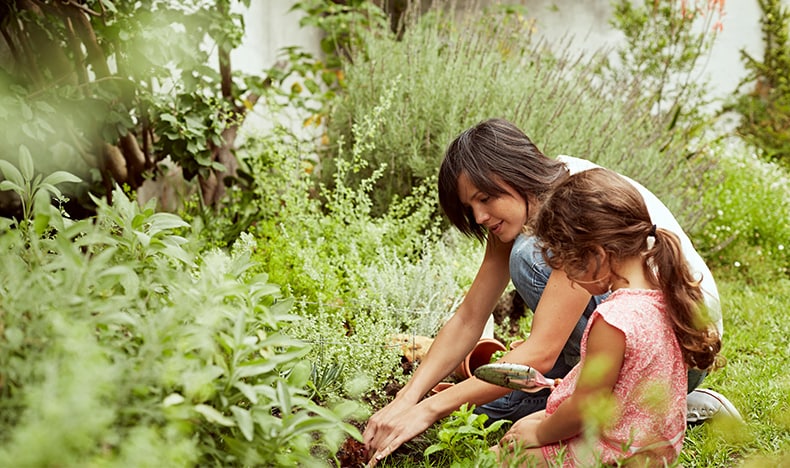 nature with mom and girl