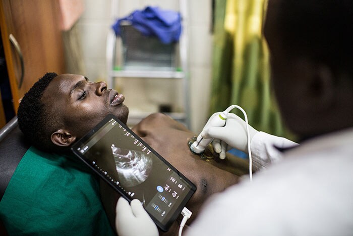 Philips Lumify with Reacts used at the University Hospital of Kigali Rwanda