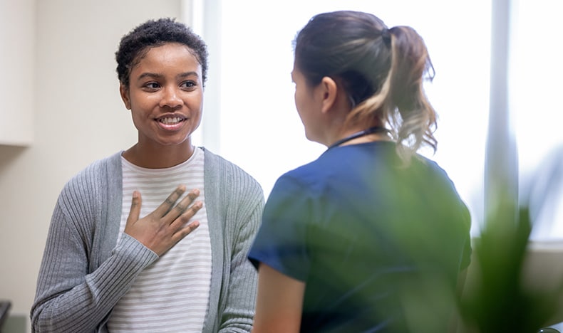 Doctor and patient interacting