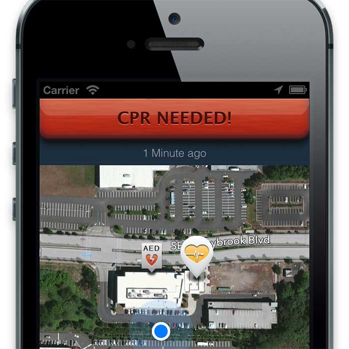 PulsePoint shows the location of all nearby public AEDs