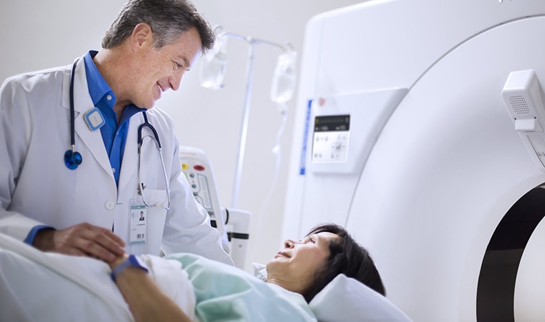 radiologist with patient