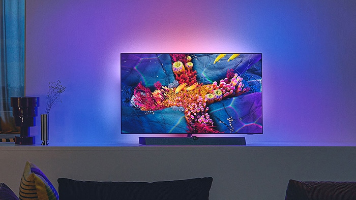 Philips OLED+ 908, A Television with high brightness and ambilight  technology