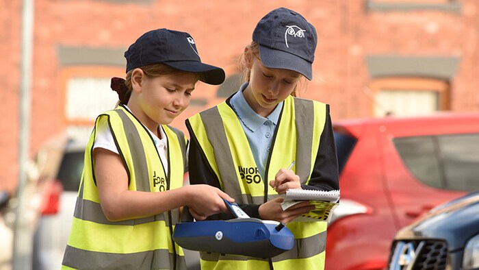 Children measuring air quality (opens in a new window)