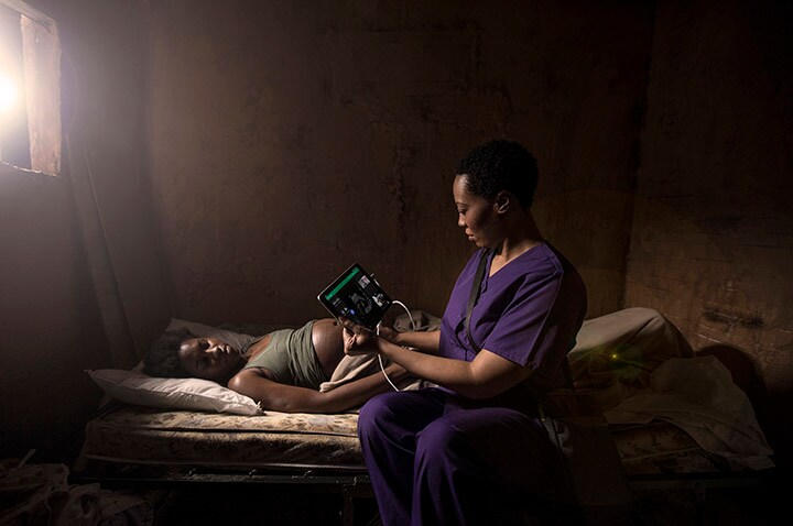 Midwife performing Ultrasound scan