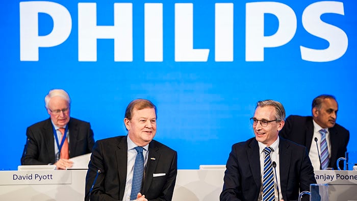 Chairman Feike Sijbesma and CEO Roy Jakobs during Philips AGM 2024 -  