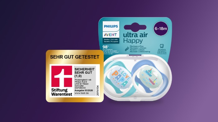 Philips Avent Ultra Air Happy soother with Stiftung Warentest very good recognition