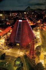 Illuminated São Sebastião Cathedral at Rio de Janeiro